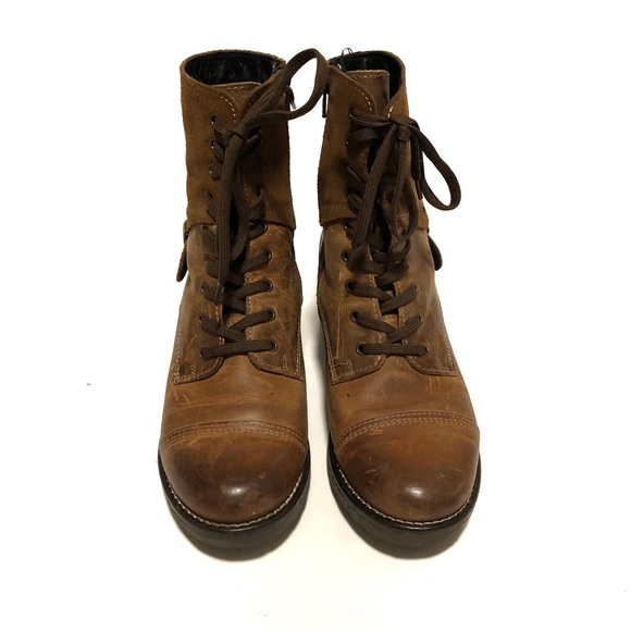 Taos Crave Golden Tan Leather Combat Boots - Picture 2 of 9